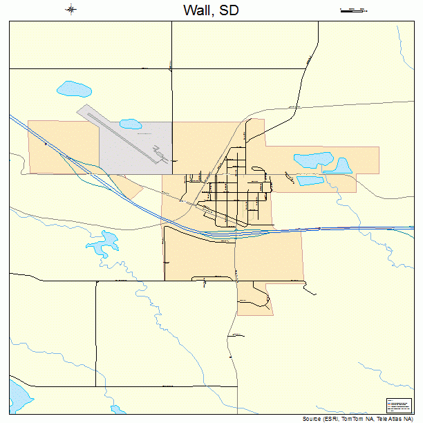 Wall, SD street map