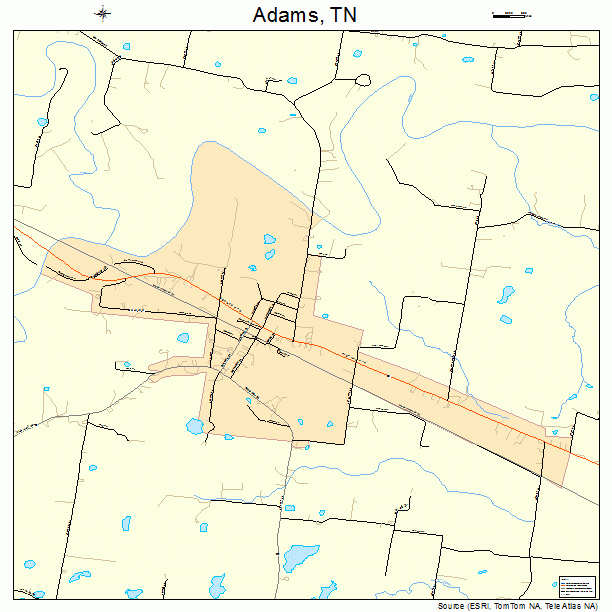 Adams, TN street map