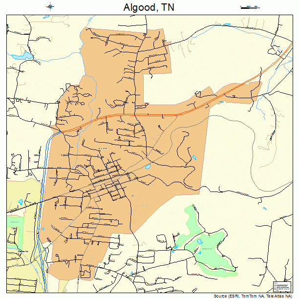 Algood, TN street map