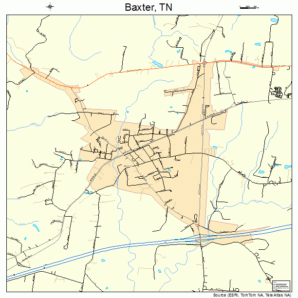 Baxter, TN street map