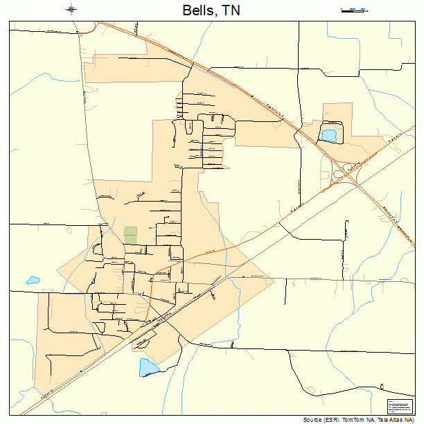 Bells, TN street map