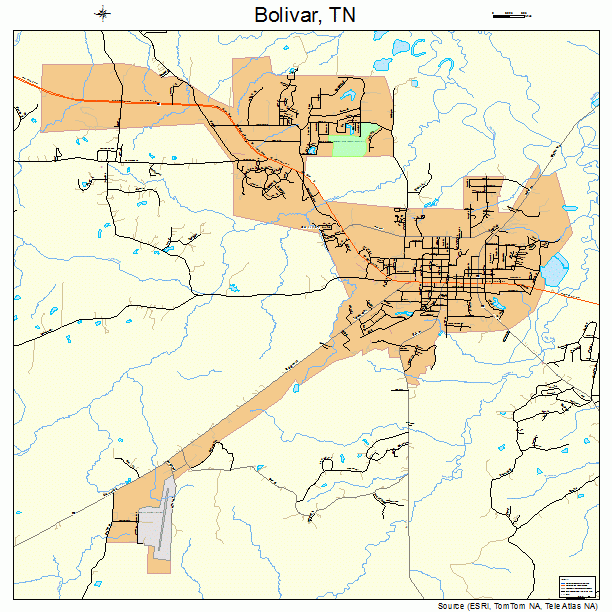 Bolivar, TN street map