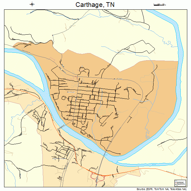 Carthage, TN street map