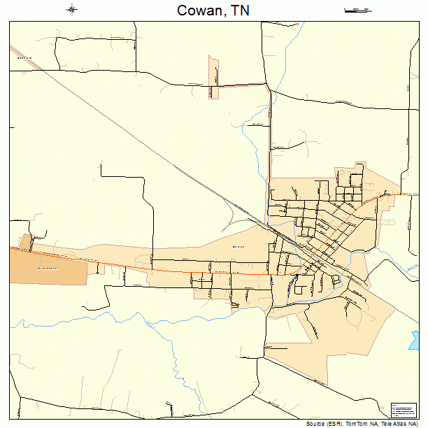 Cowan, TN street map