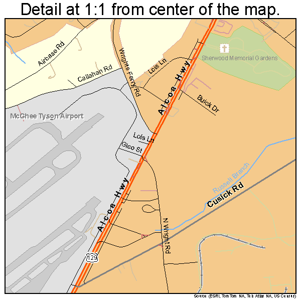 Alcoa, Tennessee road map detail