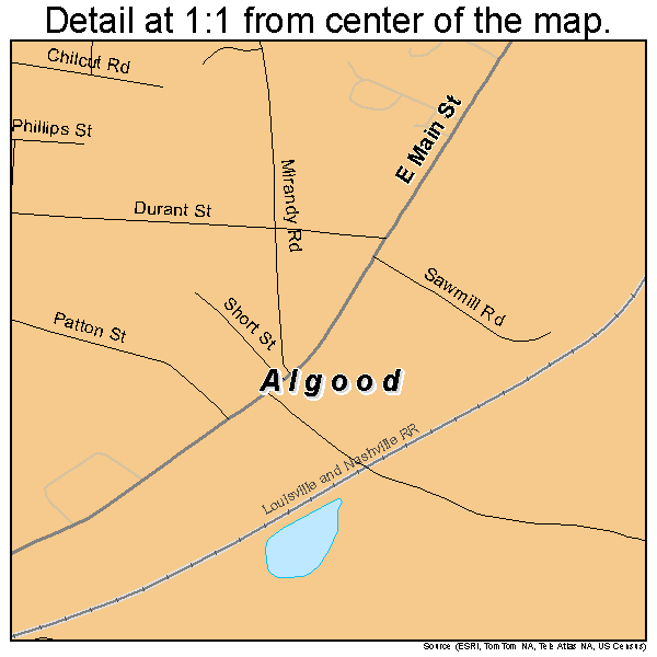 Algood, Tennessee road map detail