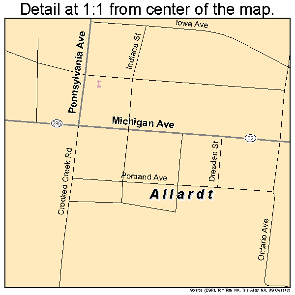 Allardt, Tennessee road map detail