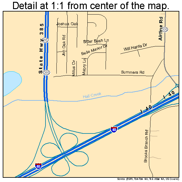 Arlington, Tennessee road map detail