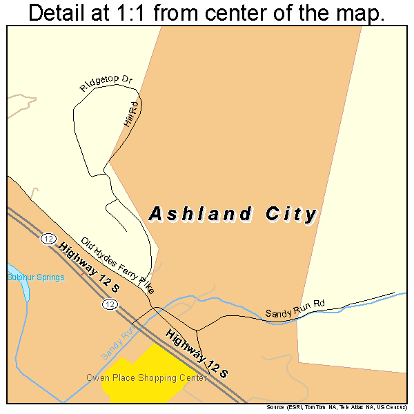 Ashland City, Tennessee road map detail