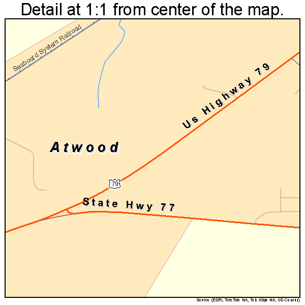 Atwood, Tennessee road map detail
