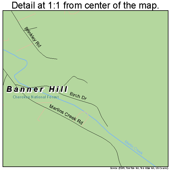 Banner Hill, Tennessee road map detail