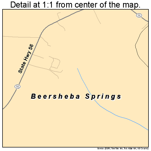 Beersheba Springs, Tennessee road map detail