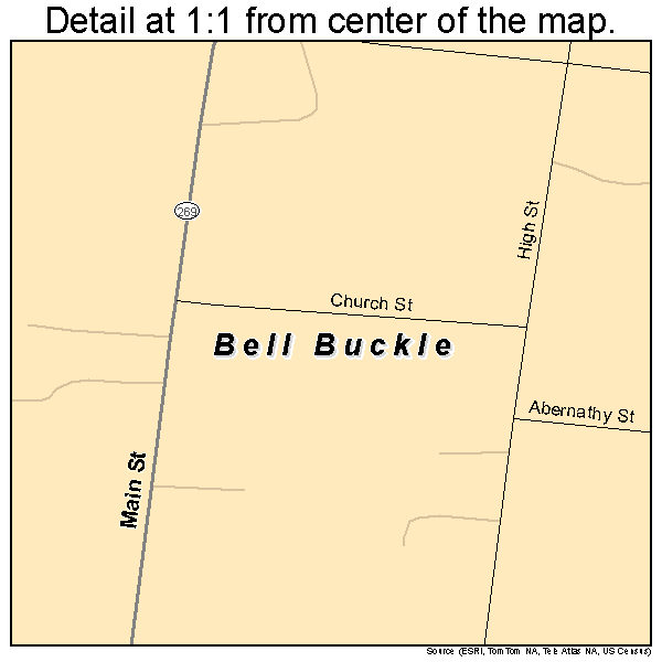 Bell Buckle, Tennessee road map detail
