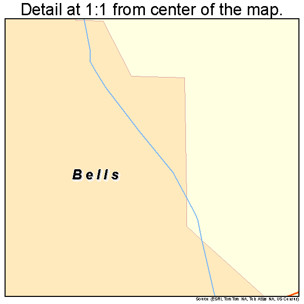 Bells, Tennessee road map detail