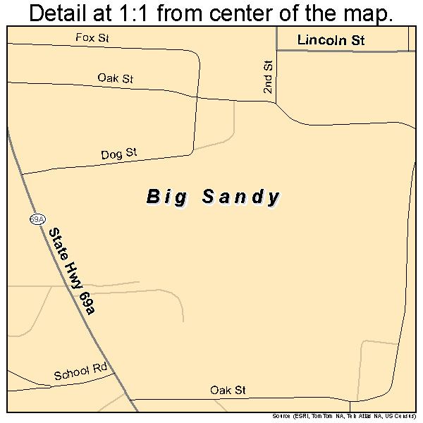 Big Sandy, Tennessee road map detail