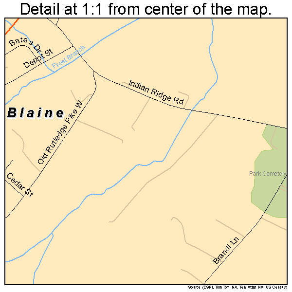 Blaine, Tennessee road map detail