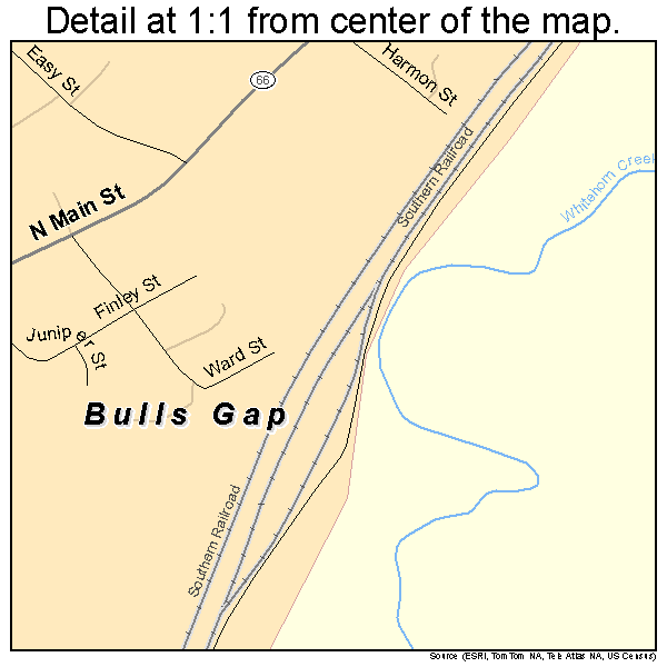 Bulls Gap, Tennessee road map detail
