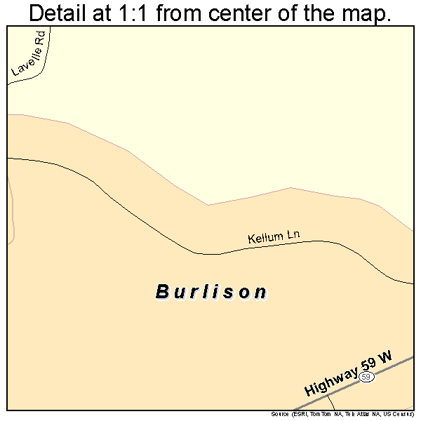 Burlison, Tennessee road map detail