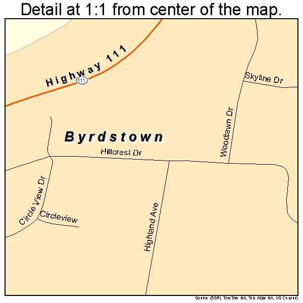 Byrdstown, Tennessee road map detail