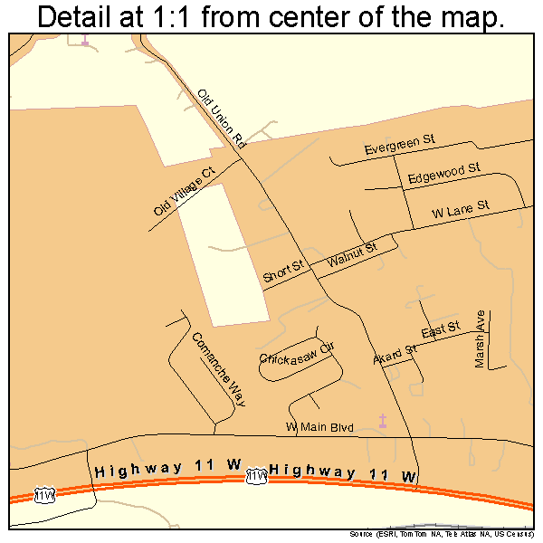 Church Hill, Tennessee road map detail