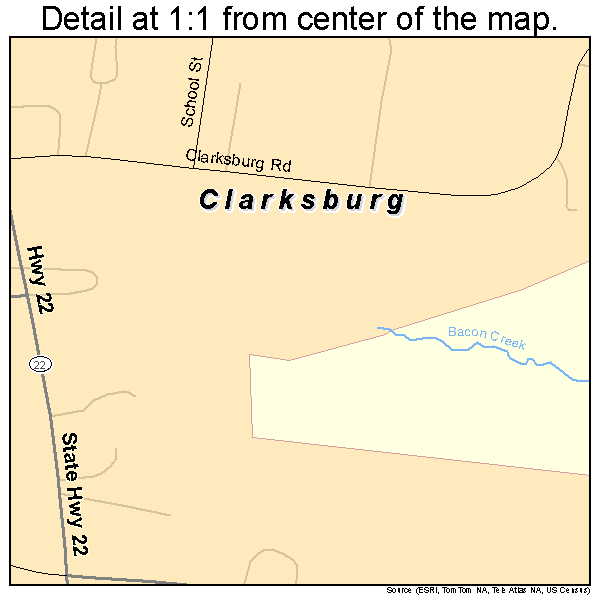 Clarksburg, Tennessee road map detail