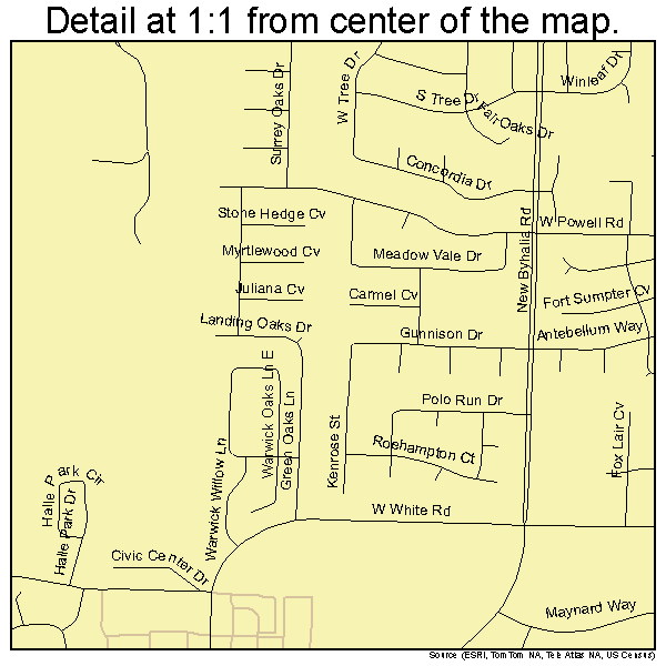 Collierville, Tennessee road map detail