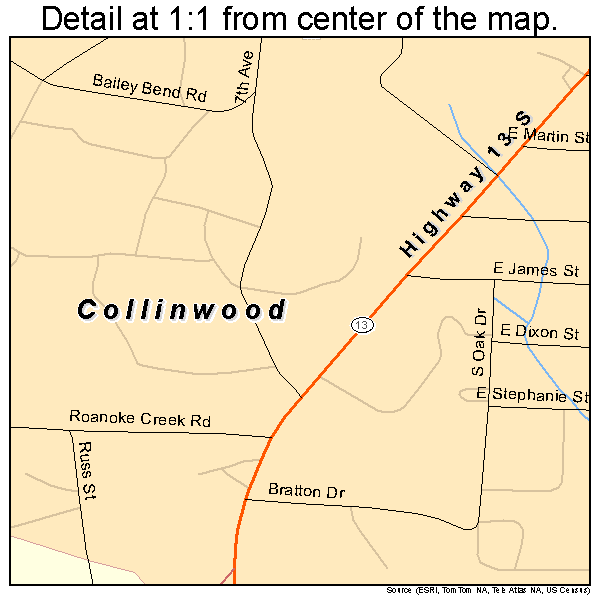Collinwood, Tennessee road map detail