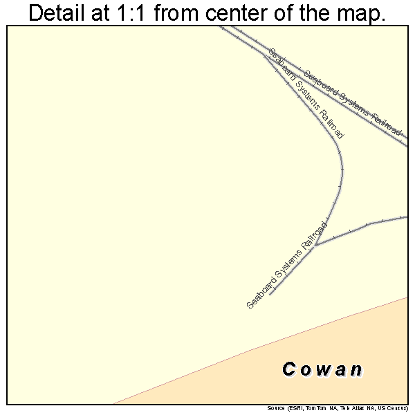 Cowan, Tennessee road map detail