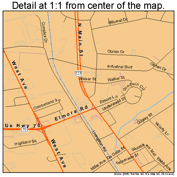 Crossville, Tennessee road map detail