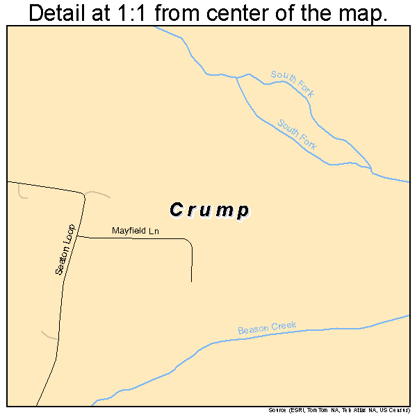 Crump, Tennessee road map detail