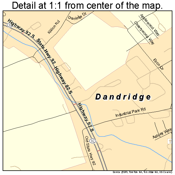 Dandridge, Tennessee road map detail