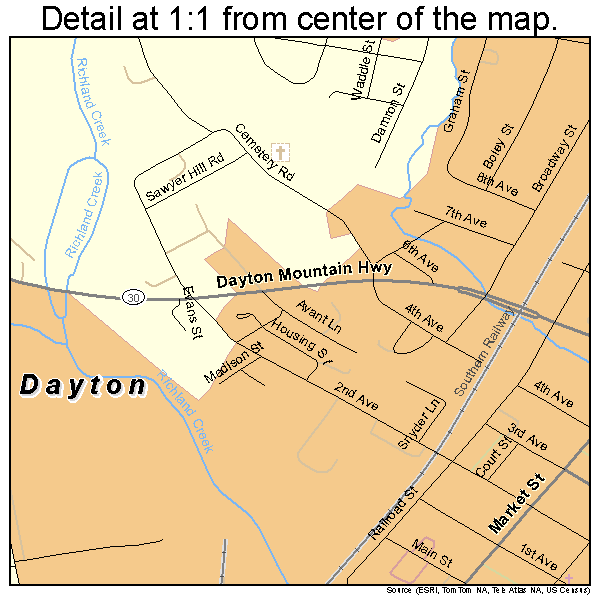 Dayton, Tennessee road map detail