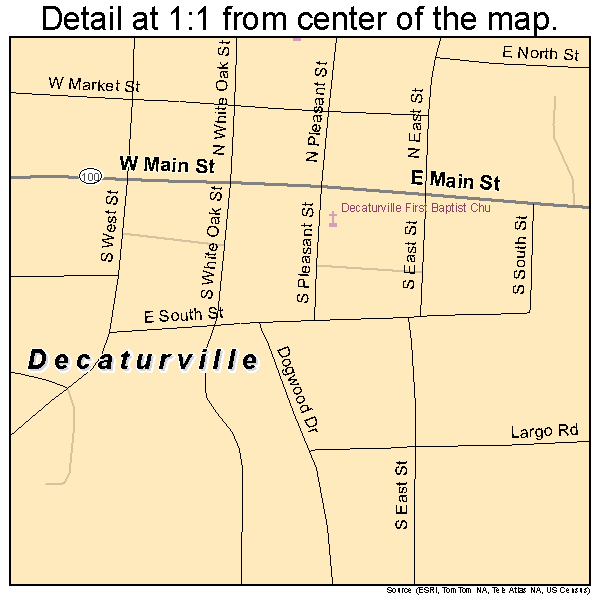 Decaturville, Tennessee road map detail