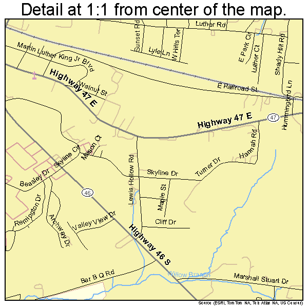 Dickson, Tennessee road map detail