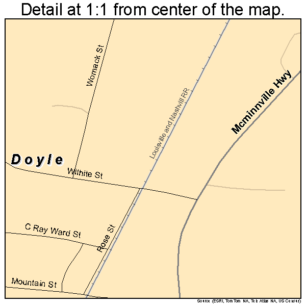 Doyle, Tennessee road map detail