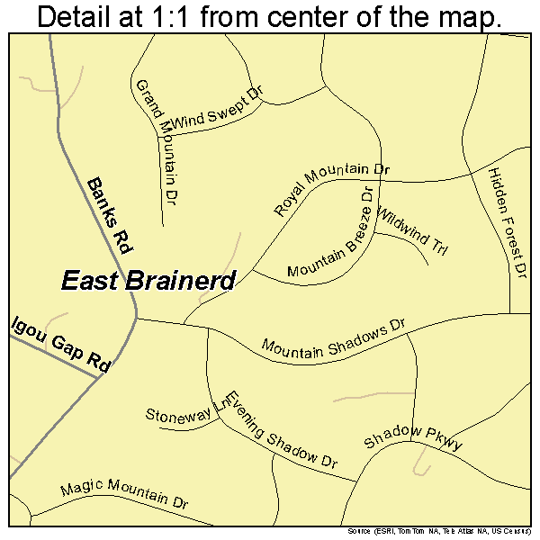 East Brainerd, Tennessee road map detail