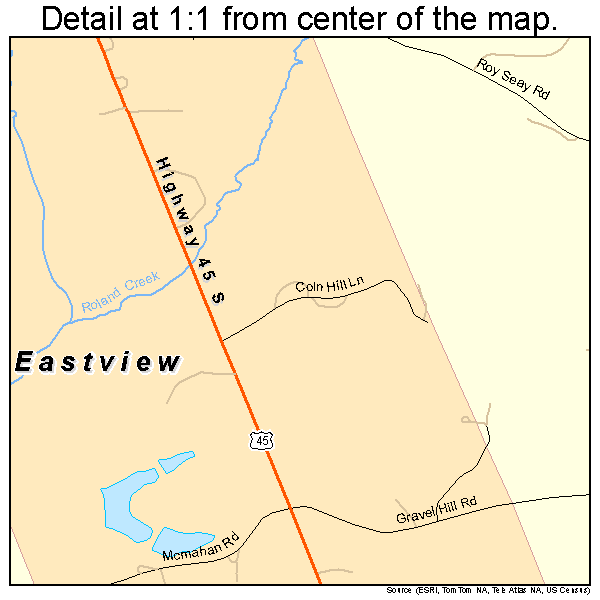 Eastview, Tennessee road map detail