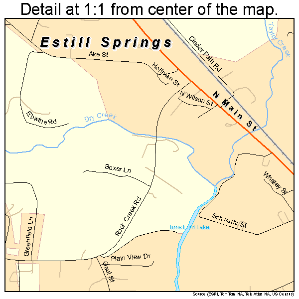 Estill Springs, Tennessee road map detail