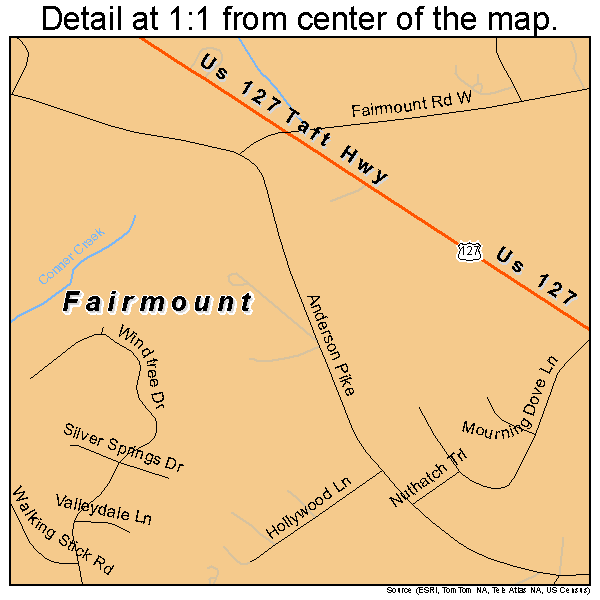 Fairmount, Tennessee road map detail