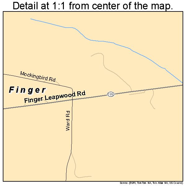 Finger, Tennessee road map detail