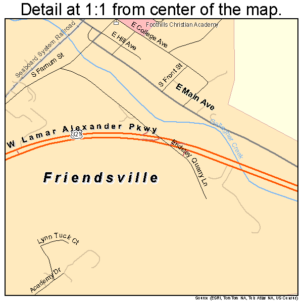 Friendsville, Tennessee road map detail