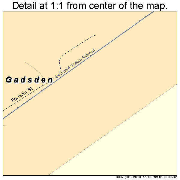 Gadsden, Tennessee road map detail