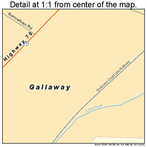 Gallaway, Tennessee road map detail