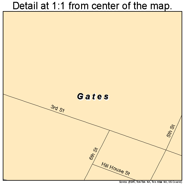 Gates, Tennessee road map detail