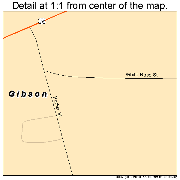 Gibson, Tennessee road map detail