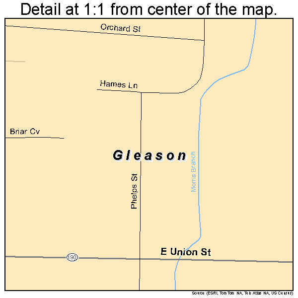 Gleason, Tennessee road map detail