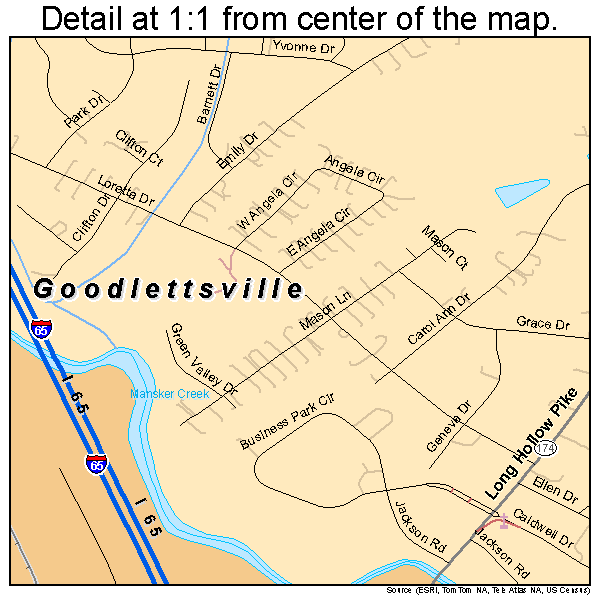 Goodlettsville, Tennessee road map detail