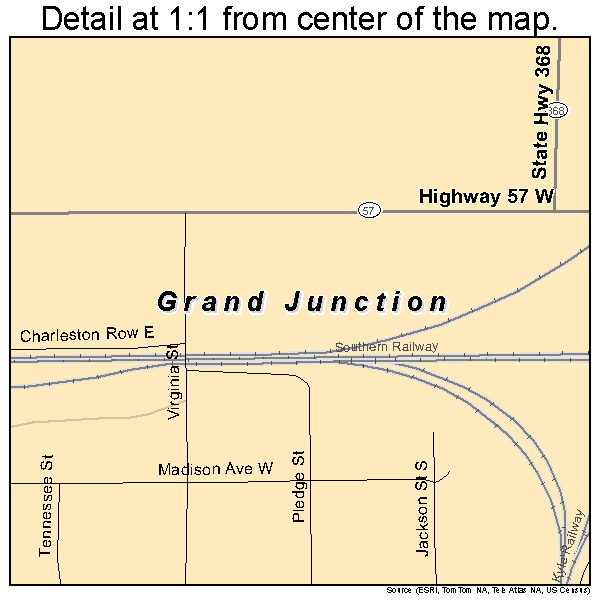 Grand Junction, Tennessee road map detail