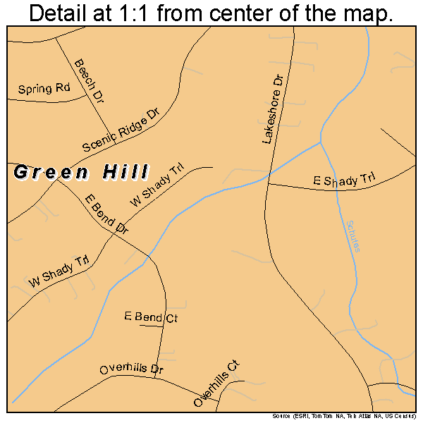 Green Hill, Tennessee road map detail