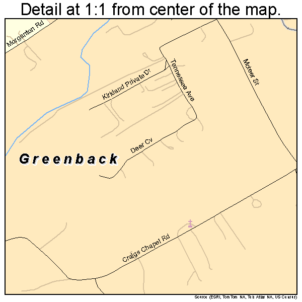 Greenback, Tennessee road map detail